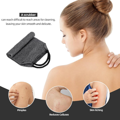 2Pcs Exfoliating Back Scrubber with Handles Body Scrubber Towel for Shower Nylon Back Exfoliator Washcloth Washer for Men Women (Gray)