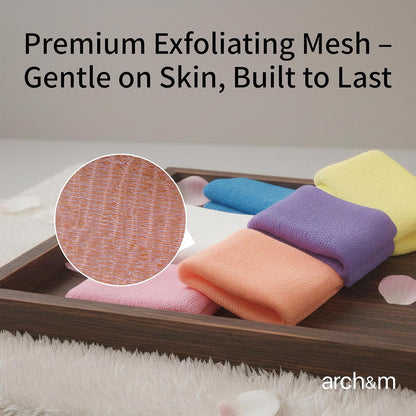 Exfoliating Washcloth & Shower Body Scrubber, 3 Pack | Japanese Washcloth, Korean Back Scrubber Towel, All Skin Type Daily Use in Shower, Textured Nylon, Smoother Skin, Quick-Dry