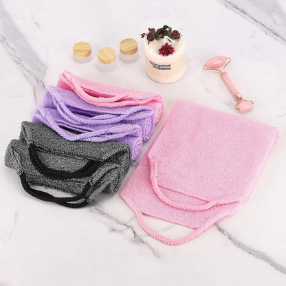 2Pcs Exfoliating Back Scrubber with Handles Body Scrubber Towel for Shower Nylon Back Exfoliator Washcloth Washer for Men Women (Gray)