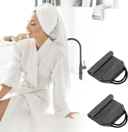 2Pcs Exfoliating Back Scrubber with Handles Body Scrubber Towel for Shower Nylon Back Exfoliator Washcloth Washer for Men Women (Gray)