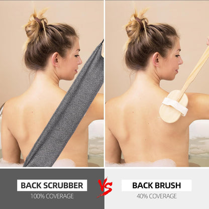 2Pcs Exfoliating Back Scrubber with Handles Body Scrubber Towel for Shower Nylon Back Exfoliator Washcloth Washer for Men Women (Gray)