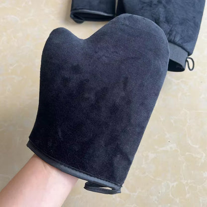 Exfoliating Tanning Mitt Self Applicator for Body Cream & Lotion Application Soft Velvet Cloth Back & Leg Use