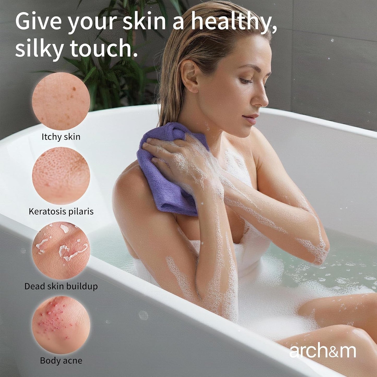 Exfoliating Washcloth & Shower Body Scrubber, 3 Pack | Japanese Washcloth, Korean Back Scrubber Towel, All Skin Type Daily Use in Shower, Textured Nylon, Smoother Skin, Quick-Dry