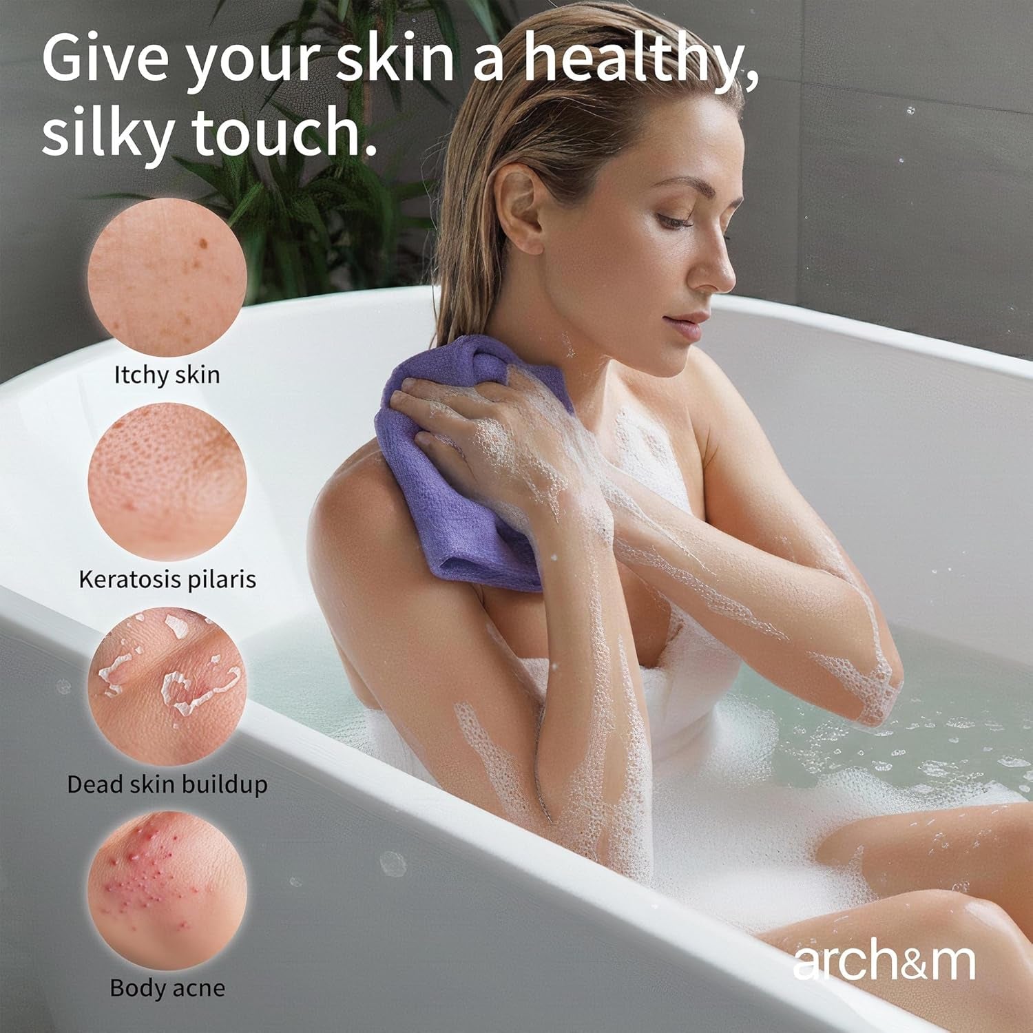 Exfoliating Washcloth & Shower Body Scrubber, 3 Pack | Japanese Washcloth, Korean Back Scrubber Towel, All Skin Type Daily Use in Shower, Textured Nylon, Smoother Skin, Quick-Dry